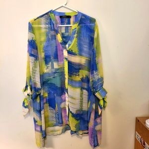 Bellina XXL flowy 1/2 sleeve blouse/ bathing suit cover.